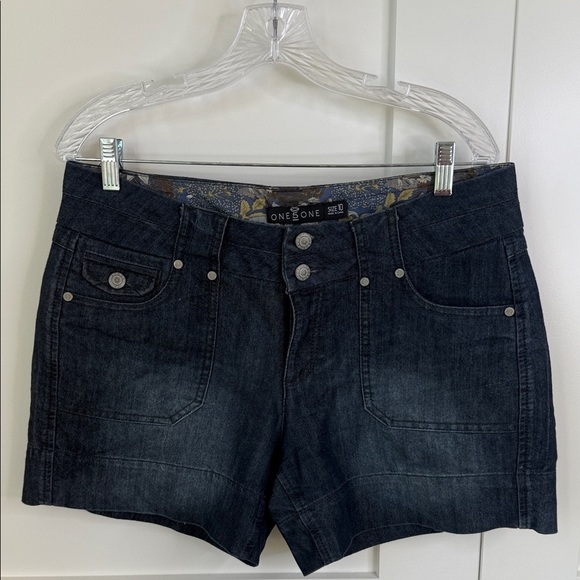 Women's Dark Blue Denim Shorts - Picture 1 of 4